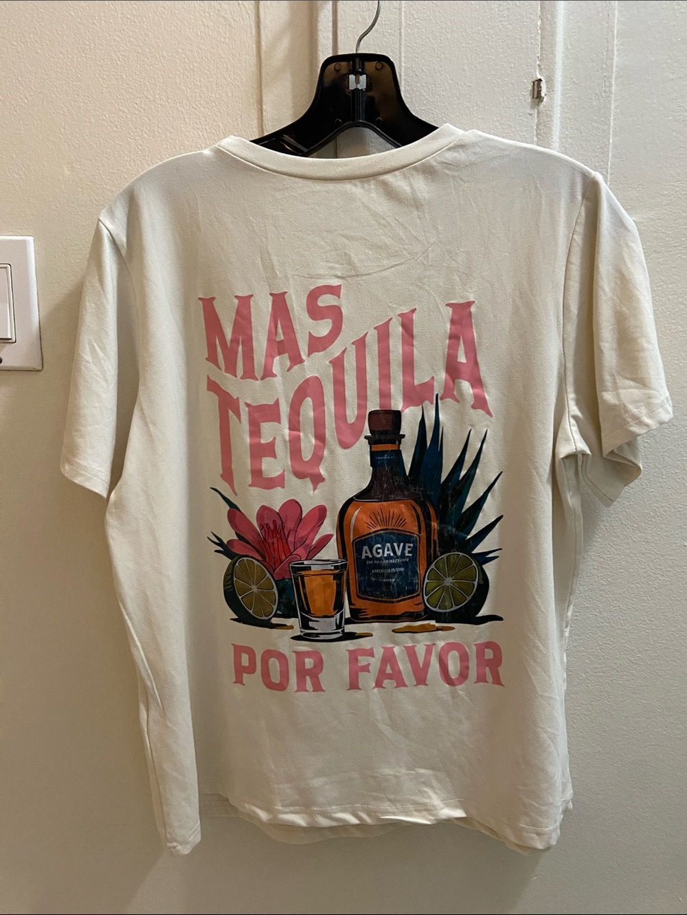 SHEIN Ivory Tee with Pink Floral and Yellow Lime Graphic - Picture 2 of 4